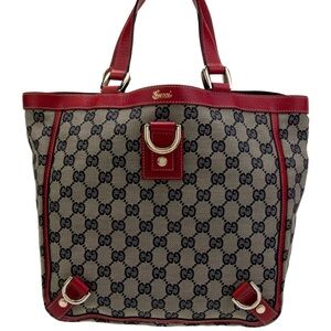 Gucci Gg Canvas Navy Red Tote Bag Abbey D-Ring Tote Bag